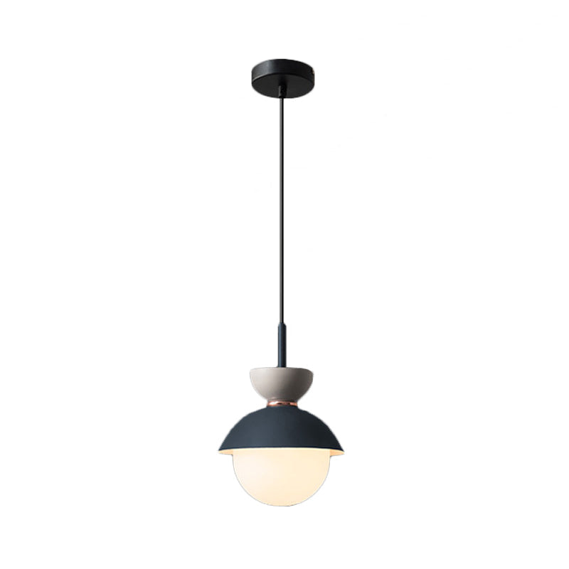 Taavita Pendant Light Macaron Metal 1 Light Dark Blue and Gray/Dark Blue and Pink Hanging Light with Gray Light Blue Navy Pink Glass Shade