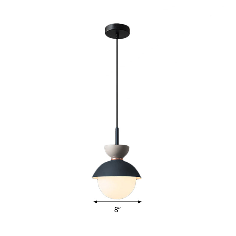 Taavita Pendant Light Macaron Metal 1 Light Dark Blue and Gray/Dark Blue and Pink Hanging Light with Gray Light Blue Navy Pink Glass Shade