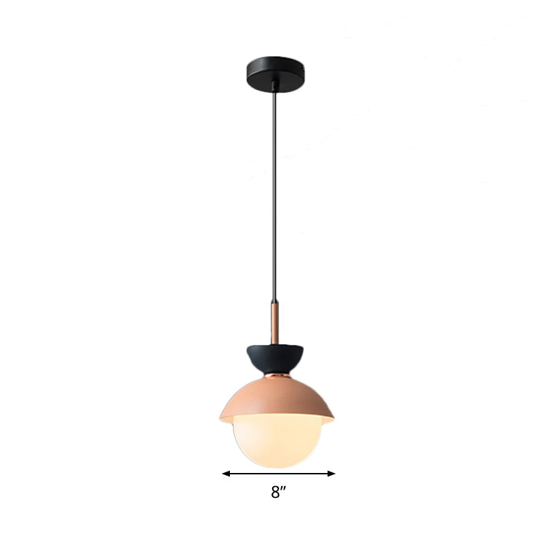 Taavita Pendant Light Macaron Metal 1 Light Dark Blue and Gray/Dark Blue and Pink Hanging Light with Gray Light Blue Navy Pink Glass Shade