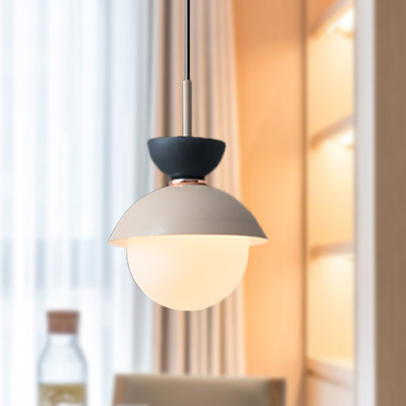 Taavita Pendant Light Macaron Metal 1 Light Dark Blue and Gray/Dark Blue and Pink Hanging Light with Gray Light Blue Navy Pink Glass Shade