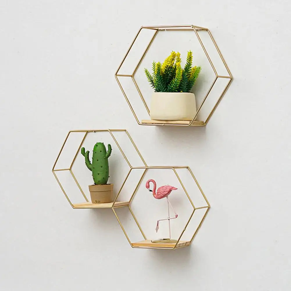 Taavita – Floating Hexagonal Wall Shelf Made of Metal for Stylish Storage and Modern Interior Design