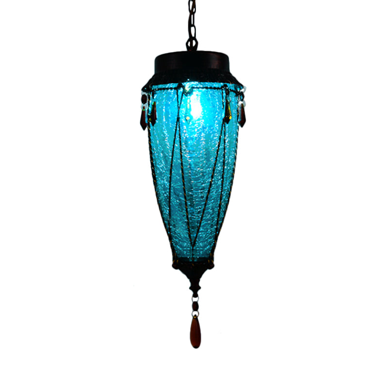 Vintage Style 1 Light Restaurant Down Lighting Taavita Red/Yellow/Blue Glass Pendant Fixture