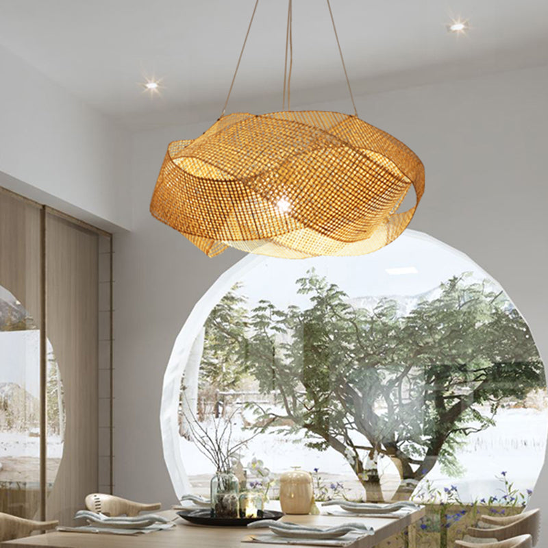 16“/19.5” W Modern Twist Taavita Pendant Lighting 1 Light Hanging Light Fixture in Beige - Oriental Style, With Shade, 220V-240V 110V-120V, E26/E27 Base