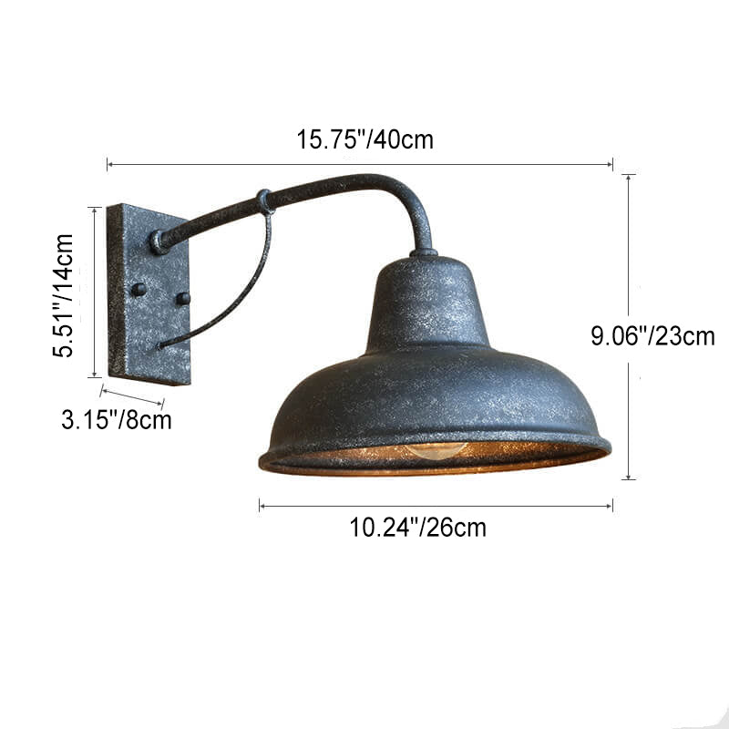 Taavita Vintage Iron Barn Waterproof 1-Light Wall Lamp for Outdoor Use