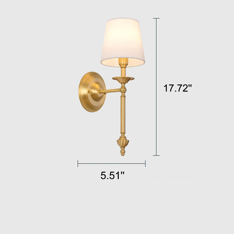 Taavita Modern Brass Fabric Shade 1/2 Light Wall Lamp