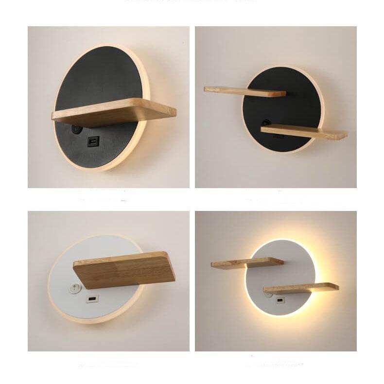 Taavita 1-Light Flat Round LED Wall Lamp with USB Connection and Switch