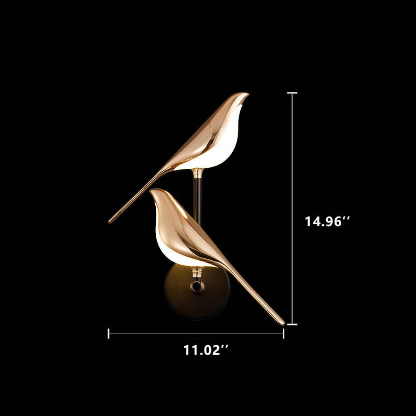 Modern Creative Bird 1/2 Light LED Rotatable Wall Lamp in Gold or Black