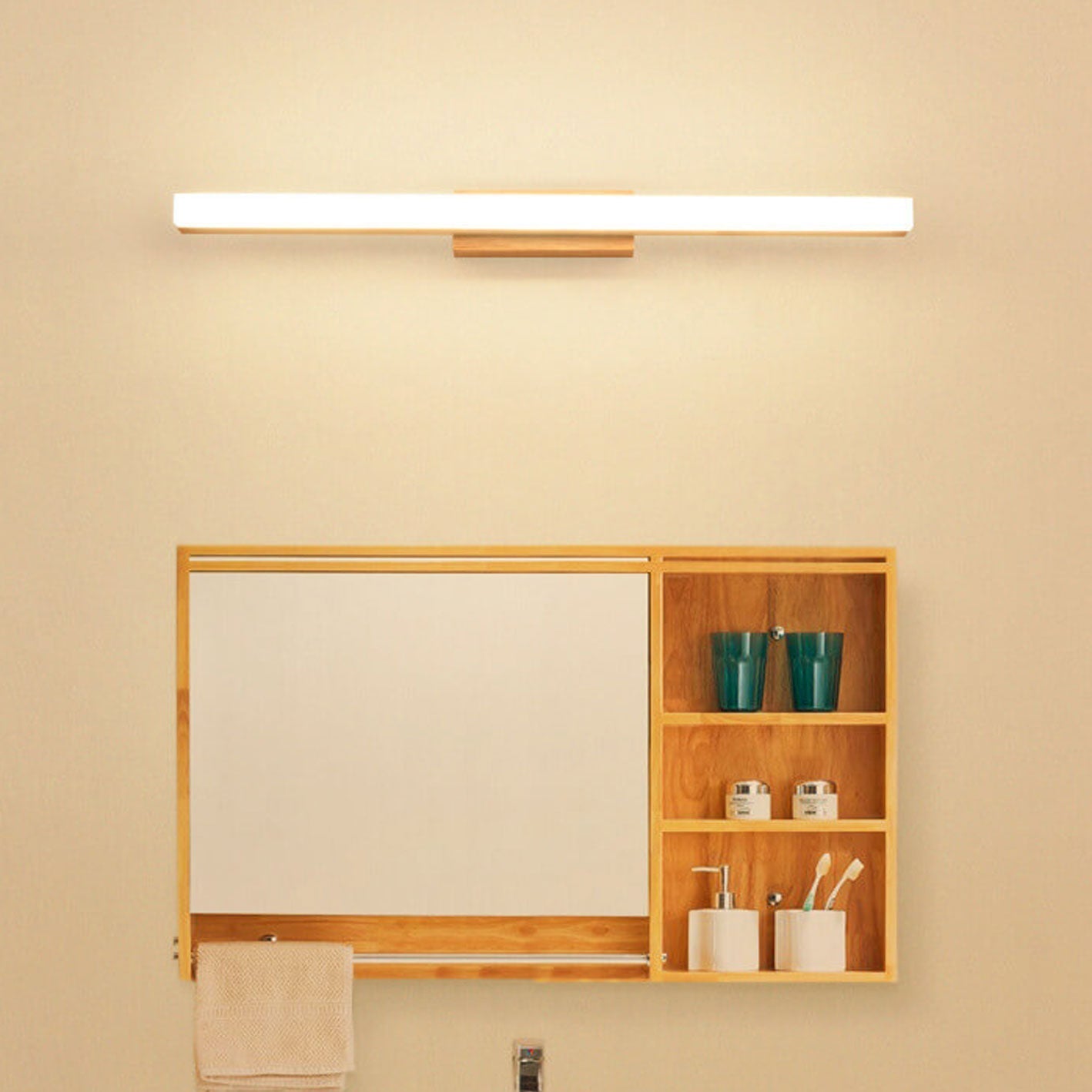 Taavita Minimalist Wooden Long Strip Vanity Light LED Wall Lamp