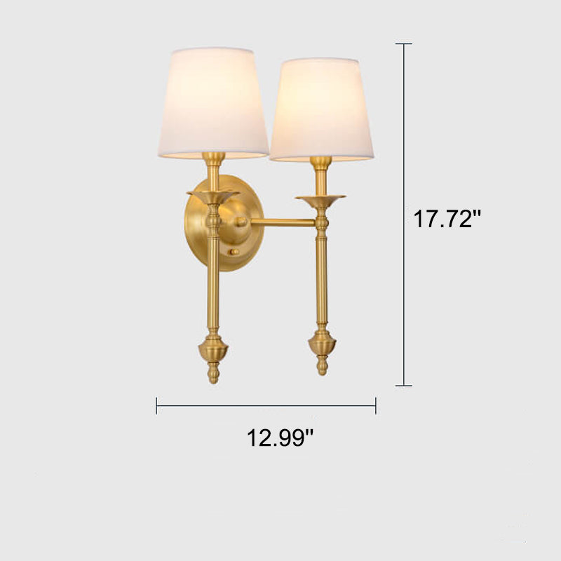 Taavita Modern Brass Fabric Shade 1/2 Light Wall Lamp