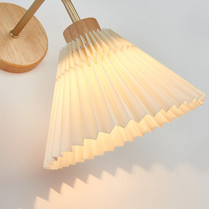 Modern, minimalist, pleated umbrella wall lamp with 1 light