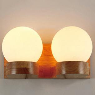 Modern Solid Wood Ball 1/2 Light Wall Lamp