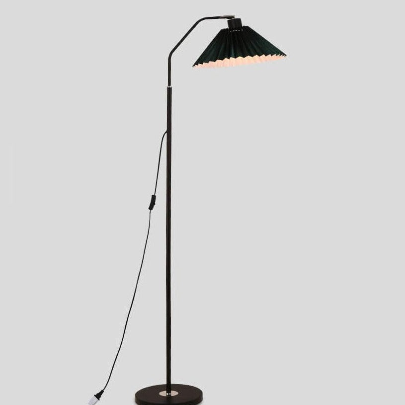 Minimalistic 1-light floor lamp with folded fabric shade