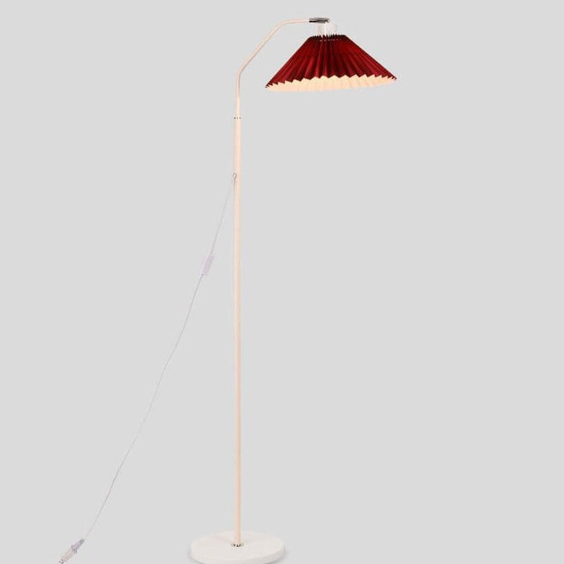 Minimalistic 1-light floor lamp with folded fabric shade