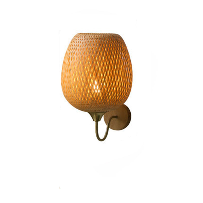 Taavita handwoven round wall lamp made of bamboo with 1 light lampshade