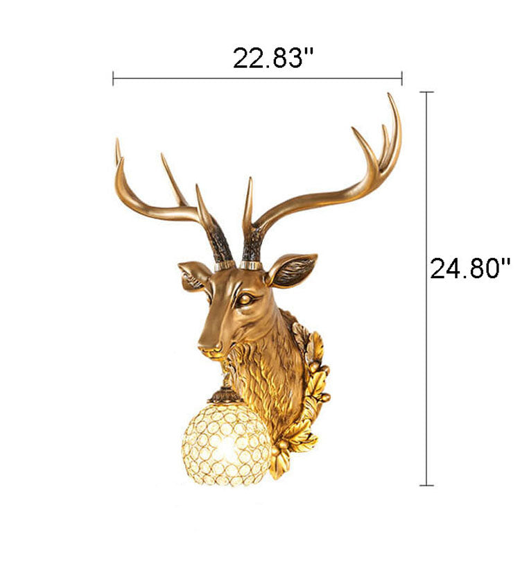 Taavita Retro Deer Head Resin Wall Lamp with 1 Light