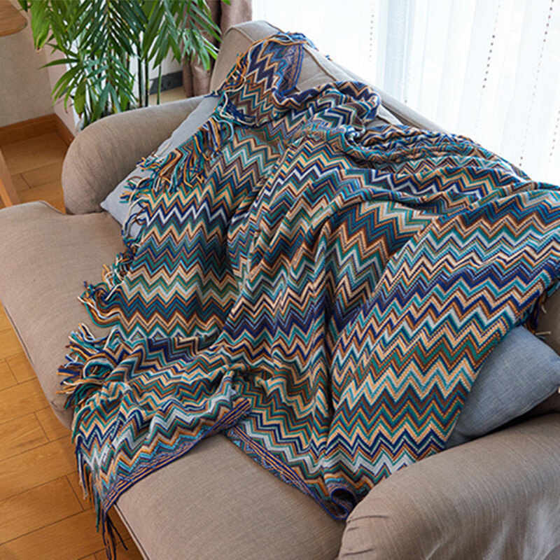 Cozy Striped Blanket with Tassels