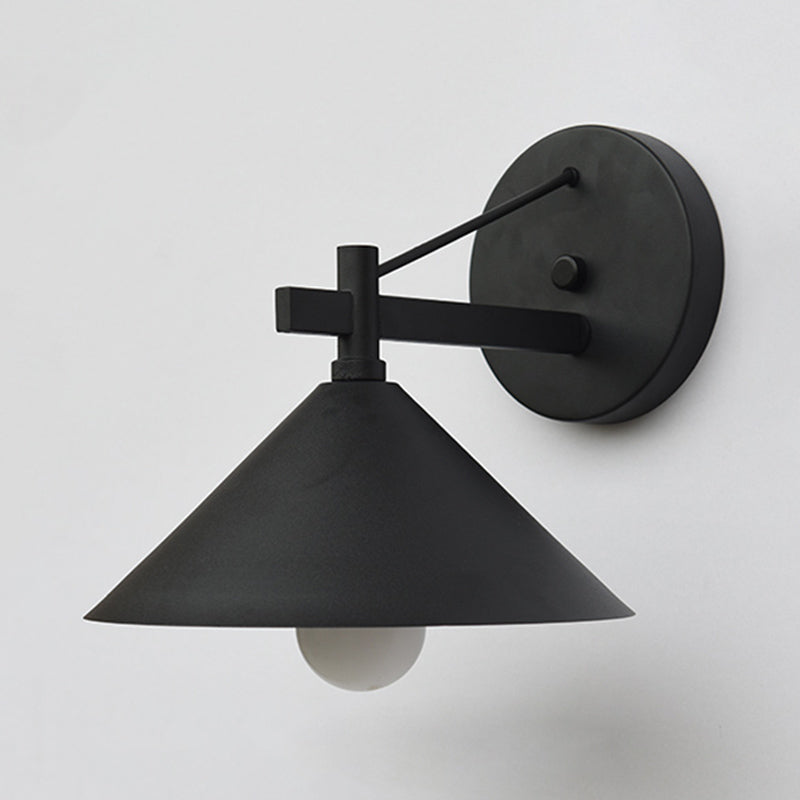 Vintage Hanging Metal Cone Wall Light Outdoor in Black/Antique Brass/Aged Silver - Industrial Design, 10-14 Inches, 110V-120V 220V-240V, LED/Bulb/Fluorescent, Wall Lamp with Shade, E26/E27, 9.5" Height