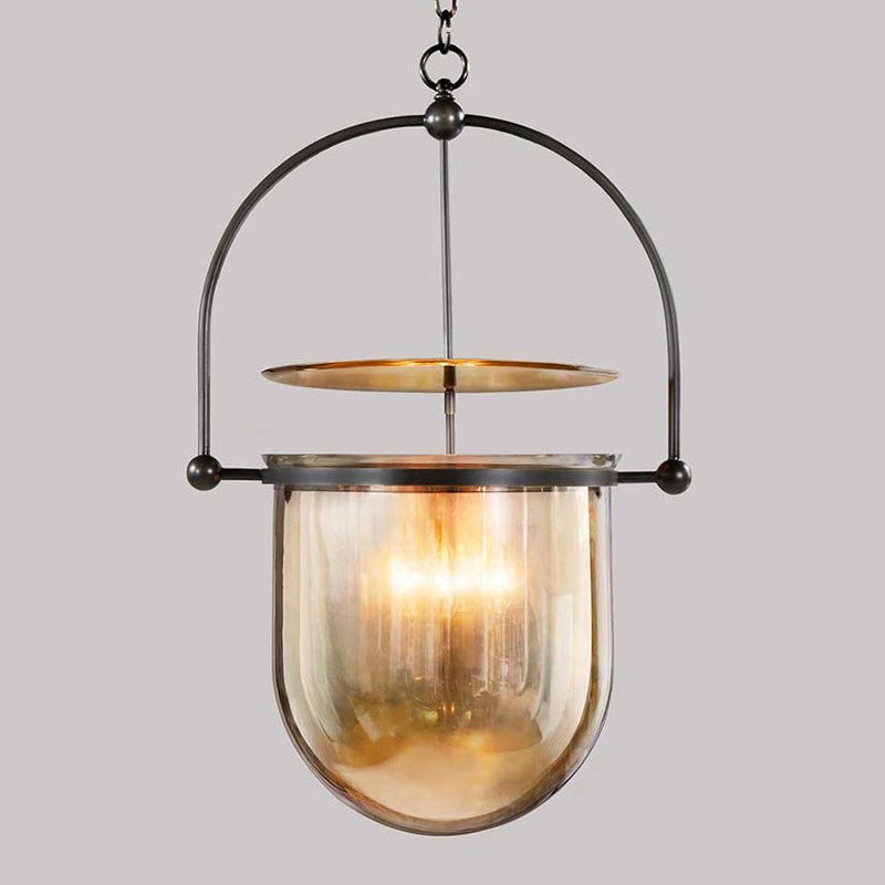 Taavita Dome Pendant Lighting 1 Head Cognac Glass Ceiling Lamp for Kitchen Island - Rustic with E12/E14 Bulb Base, Hanging Feature, 10 to 14 Inch Size, 12.5" Width, 23" Height, 59" Chain/Cable Length, 220V-240V 110V-120V Compatible