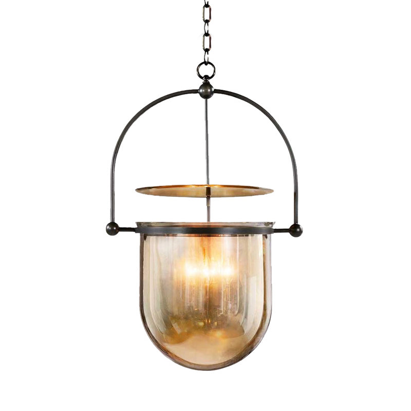 Taavita Dome Pendant Lighting 1 Head Cognac Glass Ceiling Lamp for Kitchen Island - Rustic with E12/E14 Bulb Base, Hanging Feature, 10 to 14 Inch Size, 12.5" Width, 23" Height, 59" Chain/Cable Length, 220V-240V 110V-120V Compatible