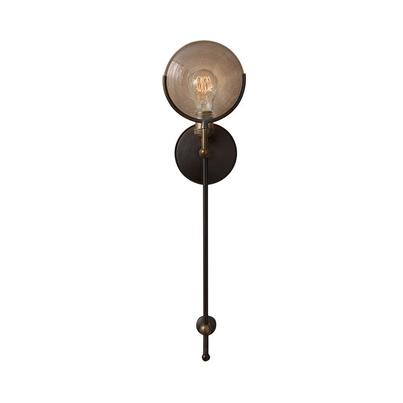 Taavita traditional metal wall sconce 11.5"/24" wide 1 head black wall lamp fixture with round frosted glass - decor