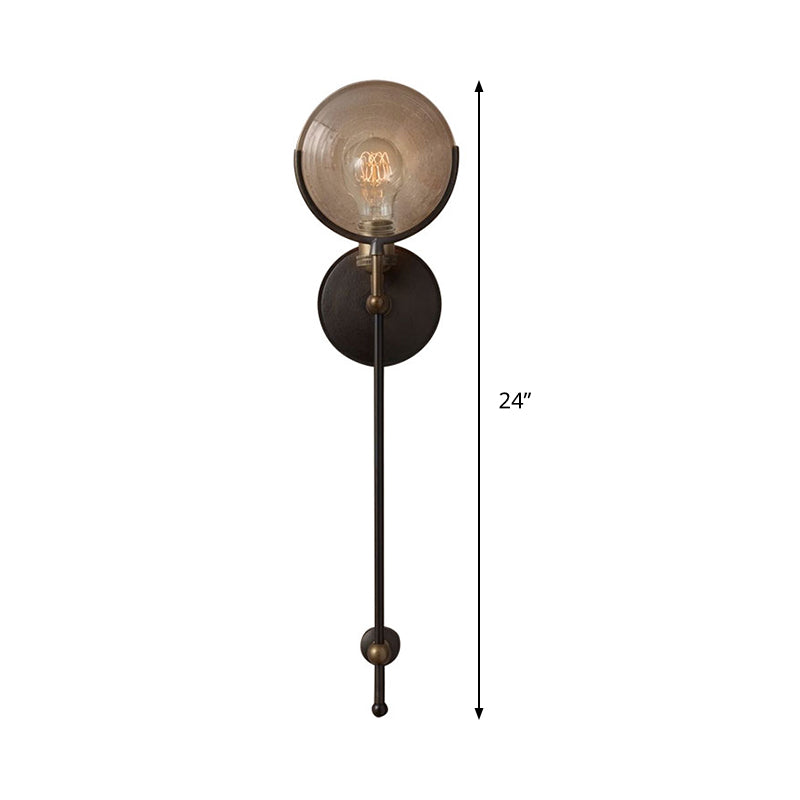 Taavita traditional metal wall sconce 11.5"/24" wide 1 head black wall lamp fixture with round frosted glass - decor