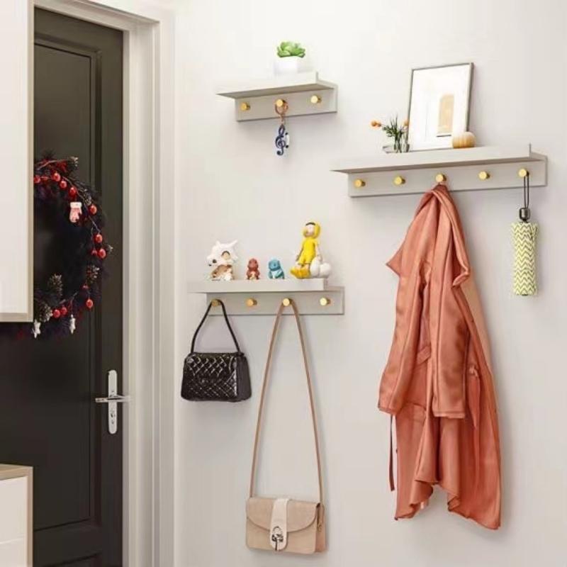 Taavita Wall Storage Shelf with Gold Hooks - Multi-Functional Storage Solution for Home