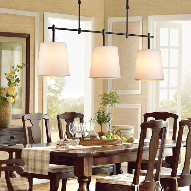 3-Light Traditional Taavita Barrel Pendant Lighting for Dining Room - Fabric Island Light