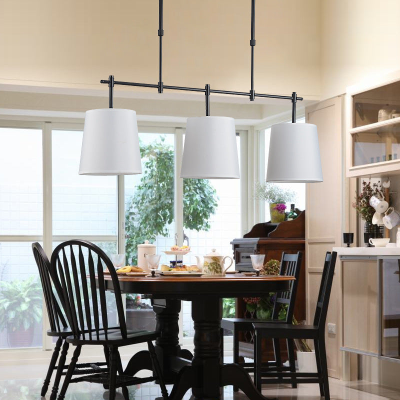 3-Light Traditional Taavita Barrel Pendant Lighting for Dining Room - Fabric Island Light