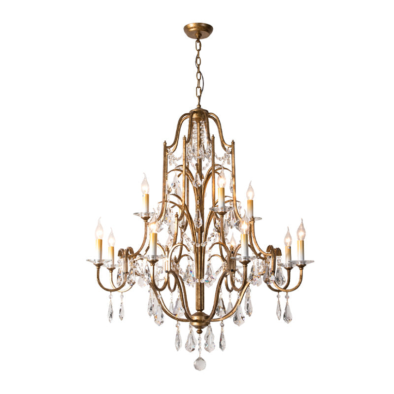 Taavita Antique Brass Chandelier Candlestick 4/6/9 Lights Rustic-Style Suspension Pendant Light