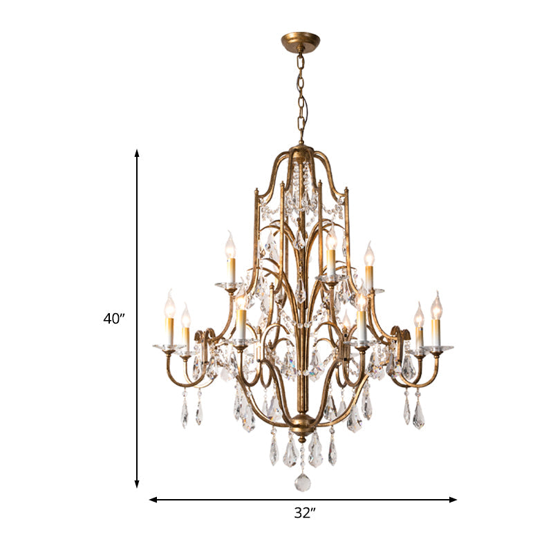 Taavita Antique Brass Chandelier Candlestick 4/6/9 Lights Rustic-Style Suspension Pendant Light