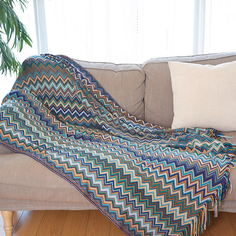 Cozy Striped Blanket with Tassels