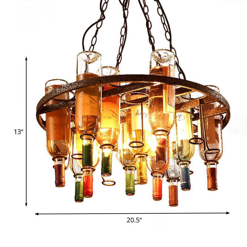 Taavita Kitchen Island Chandelier Light Wine Bottle Farmhouse Colorful Glass 3 Lights Rust Hanging Lamp