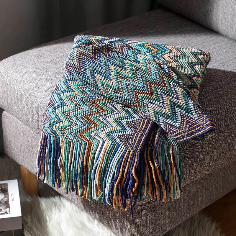 Cozy Striped Blanket with Tassels