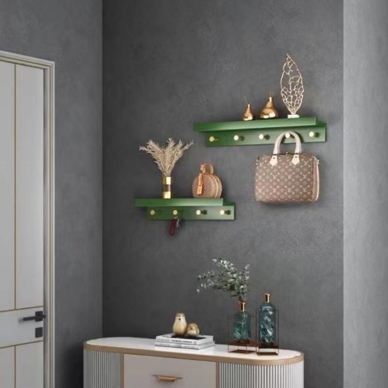 Taavita Wall Storage Shelf with Gold Hooks - Multi-Functional Storage Solution for Home