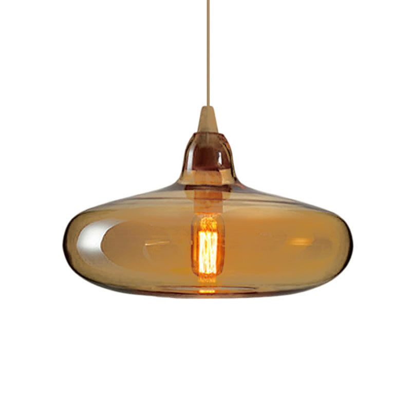 Taavita Pendant Light Contemporary Smoky Amber White Glass 1 Light Dining Room Hanging Ceiling Lamp