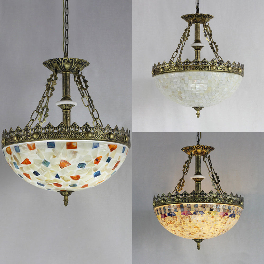 Taavita Bowl Pendant Light with Metal Chains - Vintage Ceiling Light in Orange/Blue/Beige White for Foyer