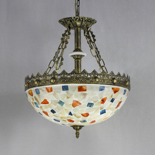 Taavita Bowl Pendant Light with Metal Chains - Vintage Ceiling Light in Orange/Blue/Beige White for Foyer