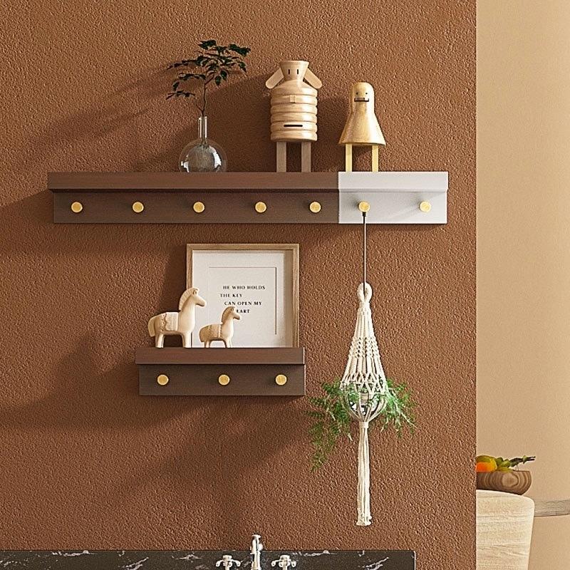 Taavita Wall Storage Shelf with Gold Hooks - Multi-Functional Storage Solution for Home