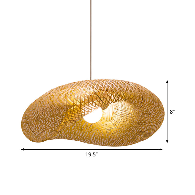 Handmade Pendant Lamp Taavita Bamboo Flaxen 1 Head Hanging Ceiling Light, 19.5"/23.5" Long