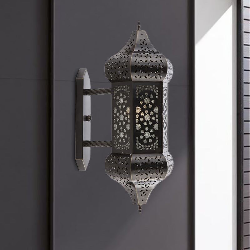 Taavita Arab Lantern Wall Sconce Lighting 1 Light Metallic Wall Mount Lamp for Outdoor Use