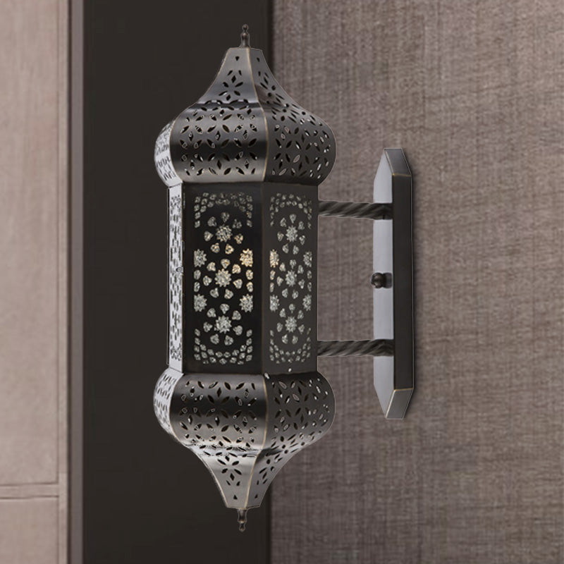 Taavita Arab Lantern Wall Sconce Lighting 1 Light Metallic Wall Mount Lamp for Outdoor Use