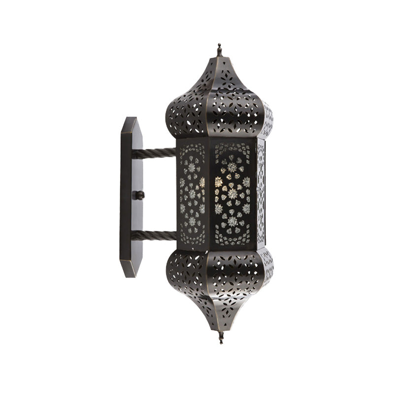 Taavita Arab Lantern Wall Sconce Lighting 1 Light Metallic Wall Mount Lamp for Outdoor Use