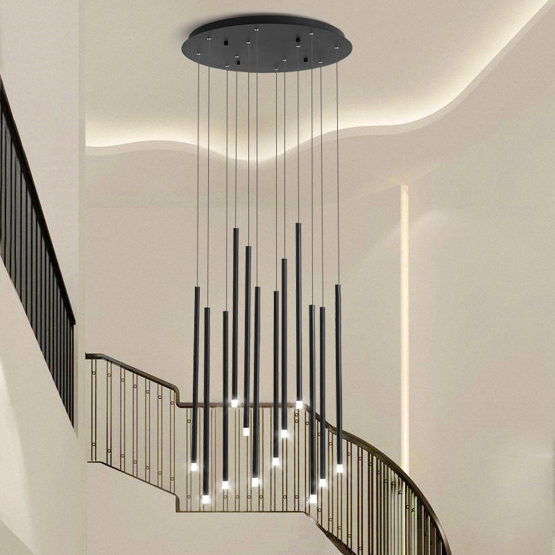 Taavita Slim Tube Pendant Light 8/12 LED Lamps Acrylic - Multi - Ceiling Lamp in Black/Gold for Stairs