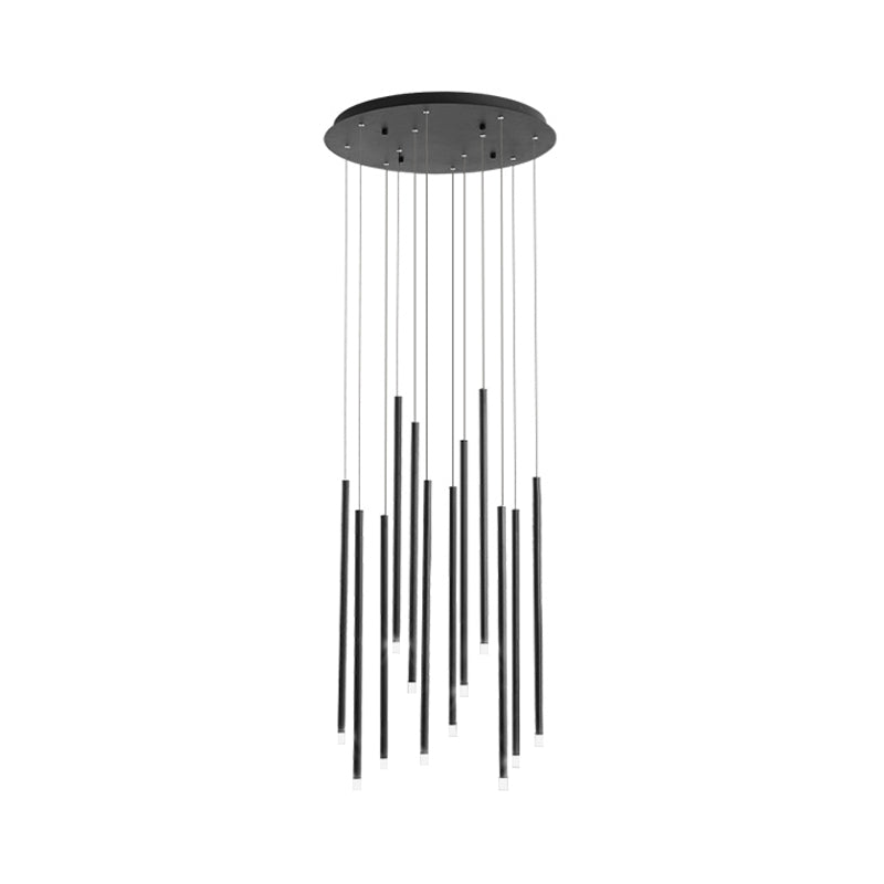 Taavita Slim Tube Pendant Light 8/12 LED Lamps Acrylic - Multi - Ceiling Lamp in Black/Gold for Stairs