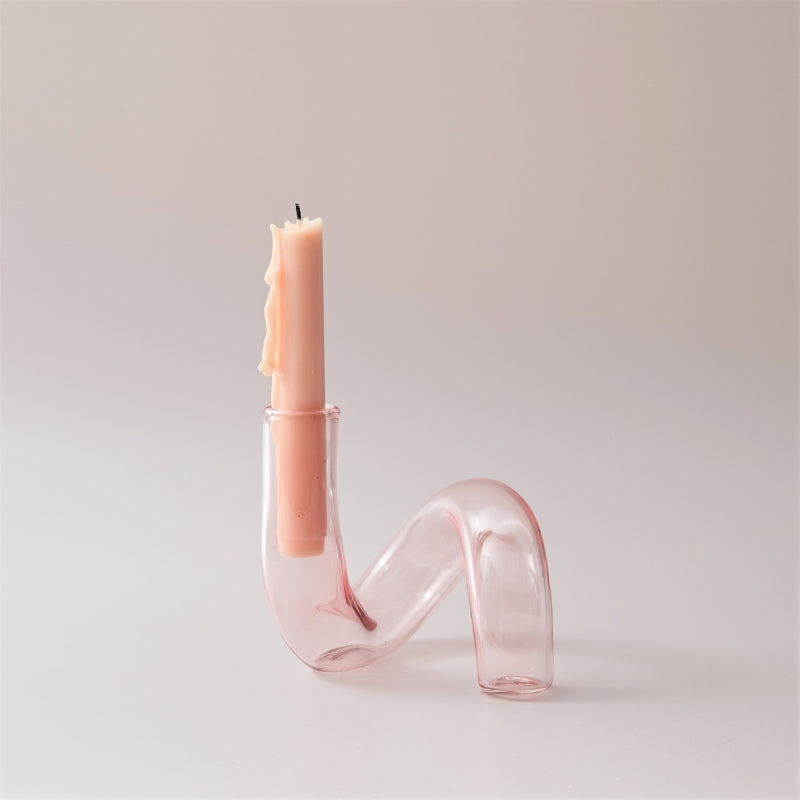 Taavita Pink Handblown Glass Taper Candle Holder & Vases