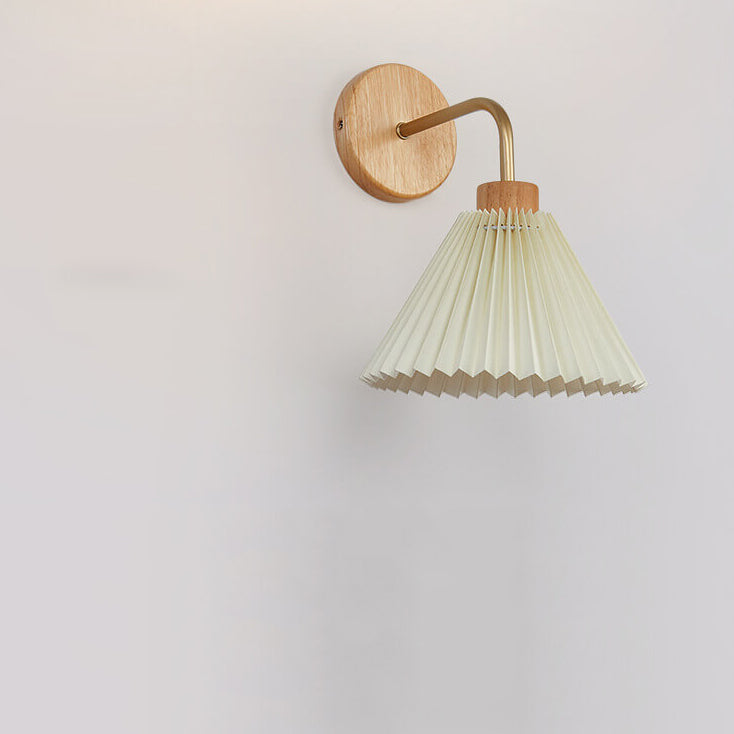 Modern, minimalist, pleated umbrella wall lamp with 1 light