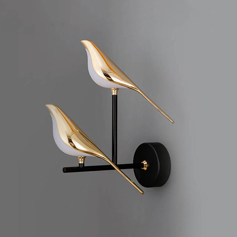 Modern Creative Bird 1/2 Light LED Rotatable Wall Lamp in Gold or Black