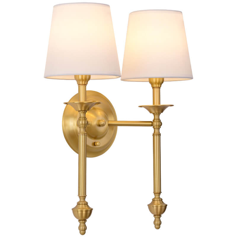 Taavita Modern Brass Fabric Shade 1/2 Light Wall Lamp