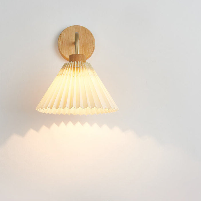 Modern, minimalist, pleated umbrella wall lamp with 1 light