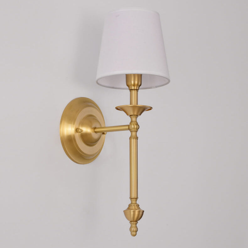 Taavita Modern Brass Fabric Shade 1/2 Light Wall Lamp